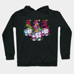 Three Hippie Gnomes Christmas Lights Xmas Gnome Lover Hoodie